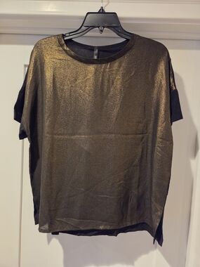 Bellwood Metallic Gold Overlay Boxy Tee